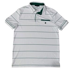 Extracurricular Polo Shirt Mens Medium White Green Stripe Performance Golf